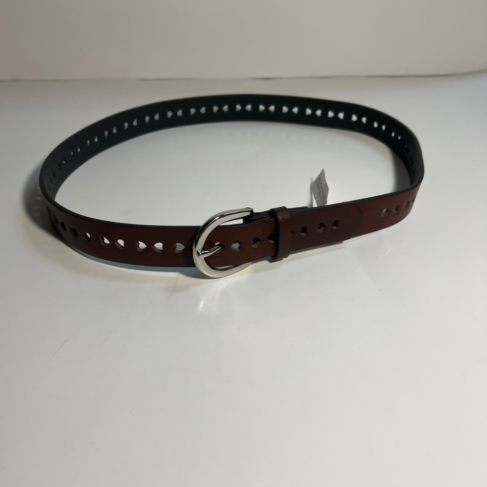 Cat and Jack Elegant Brown Belt with Hearts and Silver Buckle